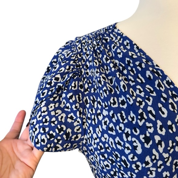 NWT Free People | Women's Blue White Animal Leopard Print Wrap Maxi Dress Size M - Picture 4 of 12